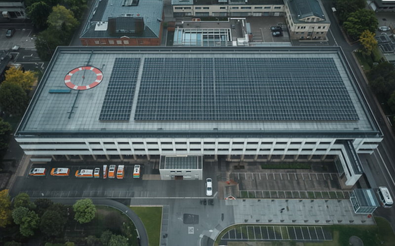 Aufdach-PV mit 450 kWp in Nordrhein-Westfalen – Klinik